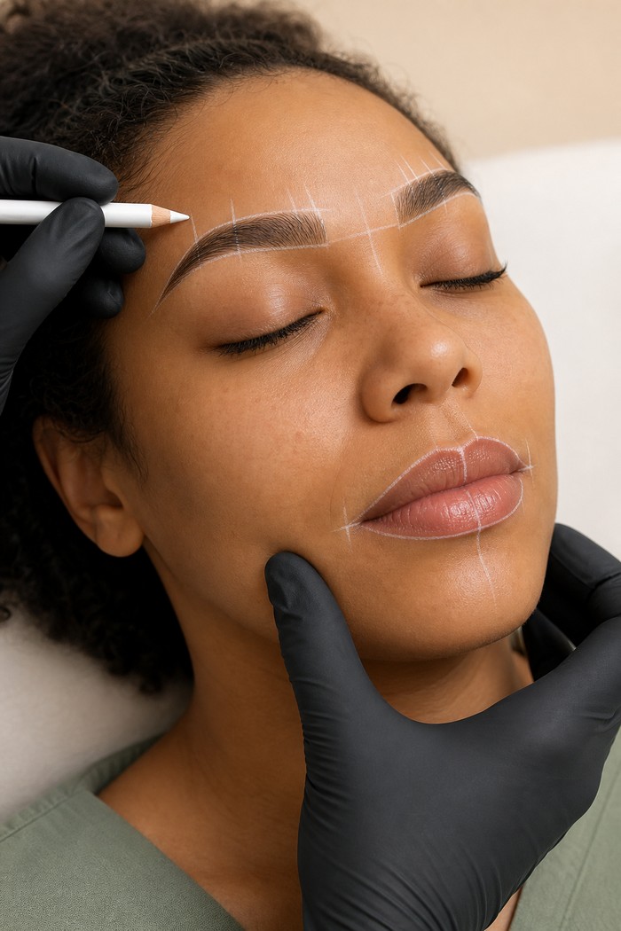 Dessin préparatoire pour dermopigmentation du visage
